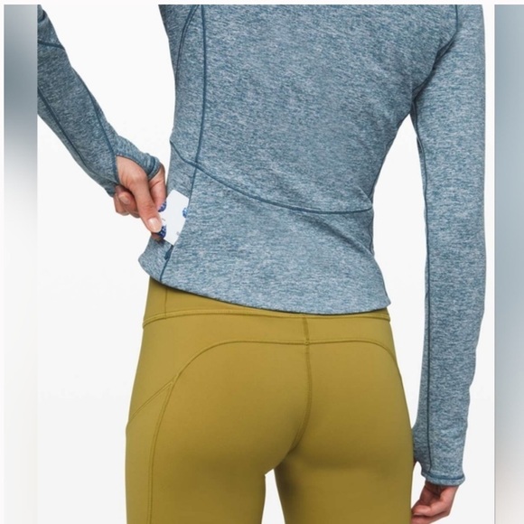 NWOT Lululemon Always Alert Cropped Half Zip Pullover Heather Petrol Blue Size 6 - Picture 9 of 12